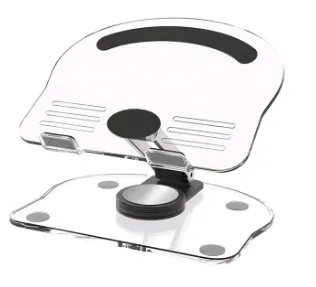 Black Acrylic Foldable Tablet and Phone Stand - 360° Rotation, Anti-Slip Design, Lightweight and Compact
