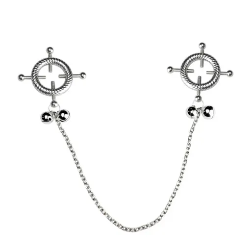 House Of Dasein Breast Clip Leather Belt Bondage Stainless Steel Nipple Clamp With Chains - Style Qk-C8005