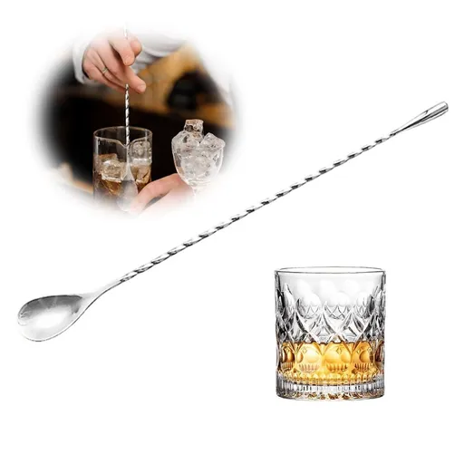 Bartender Mixing Spoon, 18/10 Stainless Steel Stirrer With Spiral Handle, Essential Bar Tool For Cocktail Mixing Drinks, 10 Inch