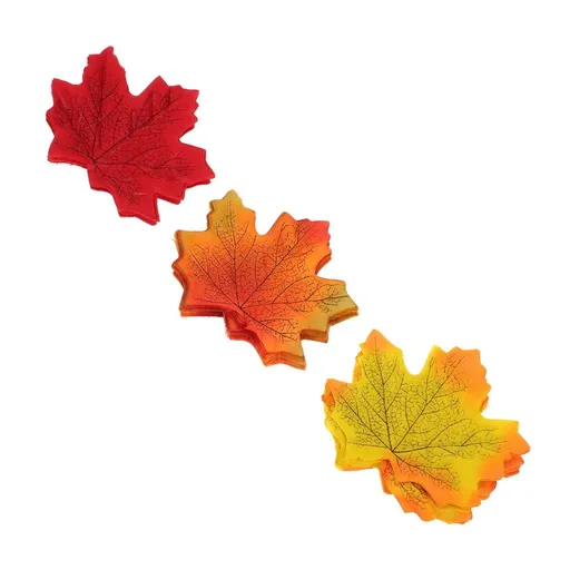 150pcs Yellow Artificial Maple Leaves with Stems, Fake Fall Leaves for Autumn Decor, Thanksgiving, Home, Office, Pumpkin Accents