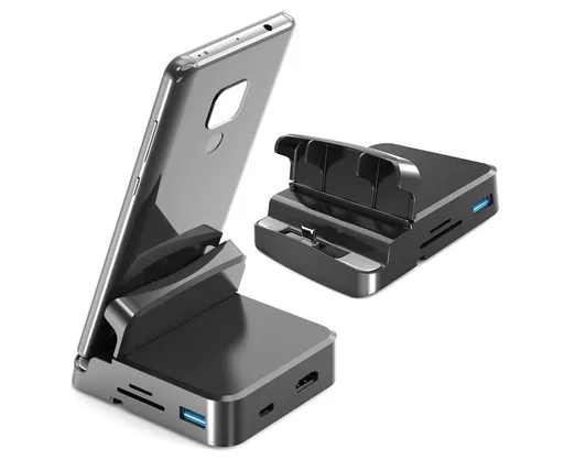 5 in1 Type C to HDMI-compatible Adapter USB 3.0/2.0 TFCard Slot Converter Holder - Black