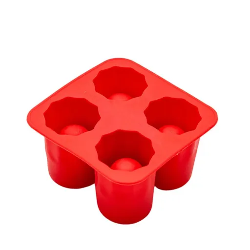 Ice Cube Tray Silicone Mold 4 Cavity Nonstick Round Shot Glass Design Large for Whiskey