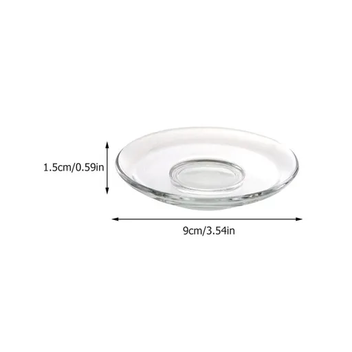 2Pcs Clear Glass Plates, Small Snack Plates Set Heat-resistant Tea Saucers Plates Household Tabletop Dinnerware (3.54 Inches)