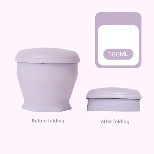Collapsible Silicone Travel Cup with Lid and Carry Lanyard, Reusable for Hot and Cold Drinks, Camping and Daily Commuting, Purple