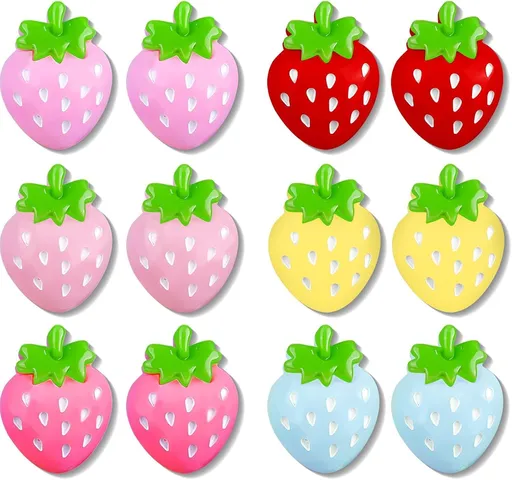 12 Pack 3D Strawberry Fridge Magnets, Colourful Decorative Refrigerator Magnets for Kitchen, Office, Classroom and Locker Decor