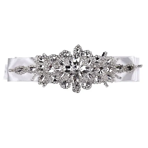 White Bridal Belt with Sparkling Sequins - Elegant Wedding Dress Accessory for Brides and Special Occasions