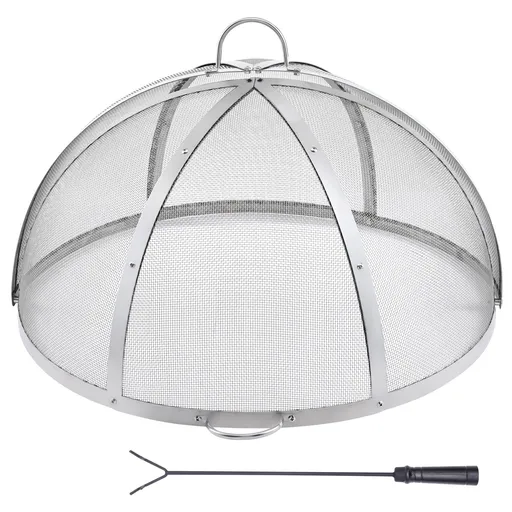 Fire Pit Spark Screen Round 36", Reinforced Heavy Duty Steel Metal Cover, Outdoor Firepit Lid, Easy-Opening Top Screen Covers Round with Ring Handle for Outdoor Patio Fire Pits Backyard