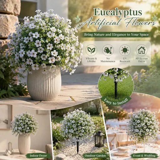Cream White Artificial Floral Greenery Portrait Photography Garden Ornament