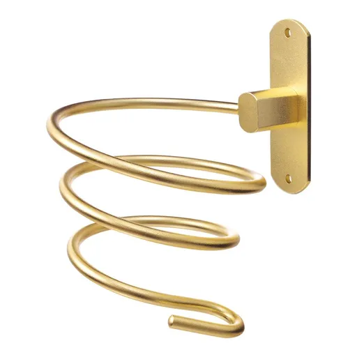 Bathroom Hair Dryer Holder Hair Care Tools Holder Wall Mount Hair Dryer Holder Blow Dryer Wall Mount Hairdryer Hanger (Gold)