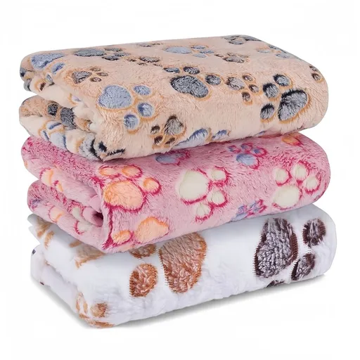 3 Pack Blankets Super Soft Fluffy Premium Fleece Pet Blanket Flannel Throw for Dog Puppy Cat- Paw
