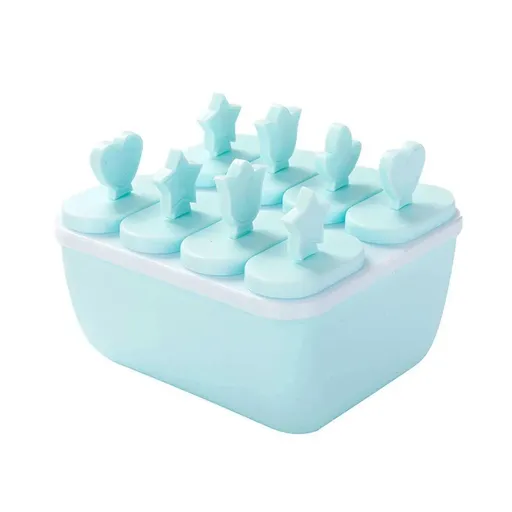 6/8 Cells Mould Maker Ice Cream Pop Reusable Icy Pole Frozen Square Molds Block - 8-Blue
