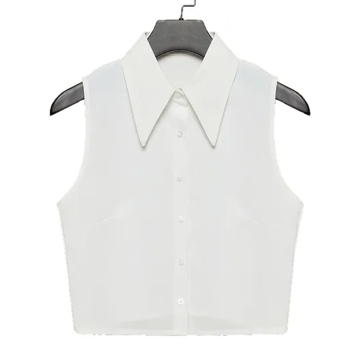 Detachable Collars Fashion Chiffon False Collar Half Shirt Fake Sharp Point Office Suit Decorative Collar（beige M code）
