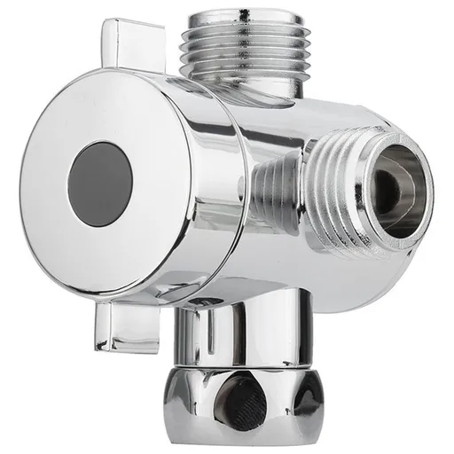 3-Way Shower Diverter Valve, G1/2 Inch T-Adapter Valve Connector, One Inlet And Two Outlets Brass (Silver)