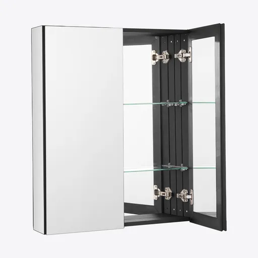 Medicine Cabinet, 26 x 30 inch, Medicine Cabinet for Bathroom with Mirror, Aluminum Frame Bathroom Wall Cabinet, 2-layer Adjustable Shelves, Recessed & Wall-mounted Installation