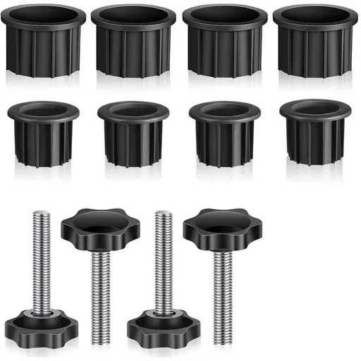 12 Pcs Umbrella Base Stand Replacement Parts,Patio Umbrella Base Replacement Parts Outdoor Umbrella Hole Ring Plug Cover with Thread Screw Replacement Hand Knob for Backyard Patio Table Decks,Black