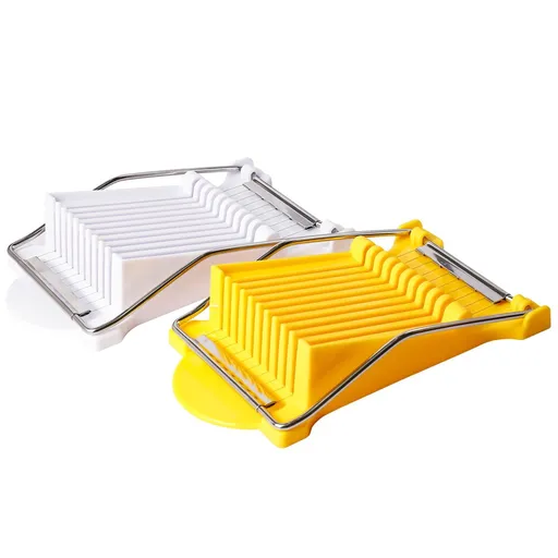 2 PACK Multi-purpose Stainless Steel Wire Boiled Egg Slicer,Cuts 10 Slicers for Luncheon Meat,Cheese,Butter,Banana,Avocados（yellow+white）