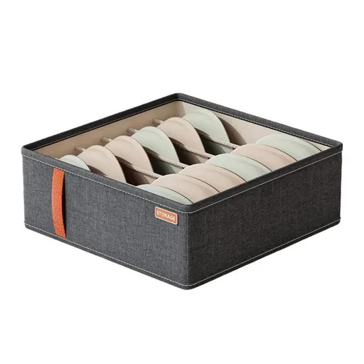 Durable Oxford Organizer Closet Storage for Clothes Underwear and Accessories - Dark Grey-7 Grid For Leggings