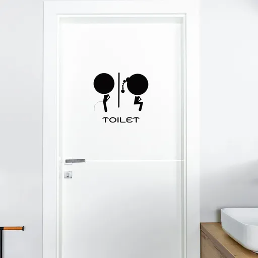 DIY Removable Man Woman Washroom Toilet Bathroom WC Sign, Door Accessories Wall Sticker Home Decor for Kids