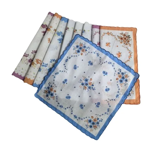 Vintage Style Florals Lace Handkerchiefs 9Pieces Cotton Embroidered Hankies for Women Special Accessories