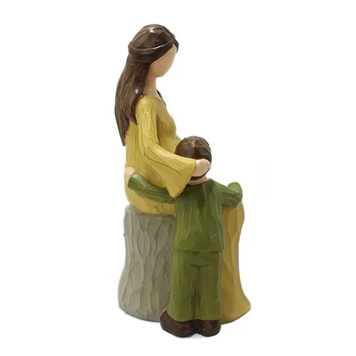 Mother Son Figurines Innovative Nordic Style Hand Painted Resin Mother Son Sculpture for Birthday Mother Day Thanksgiving Day Presents Home Decor