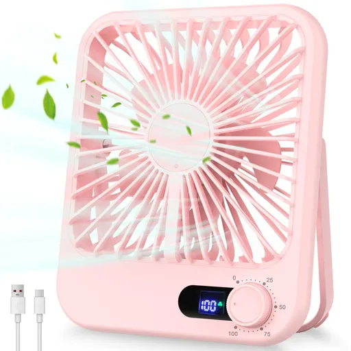 Portable Travel Fan for Sleeping, 6.8" Small Desk Fan Quiet 1500mAh Rechargeable Battery Powered, 100 Speeds, Personal Fan for Office Bedroom, Cruise Beach Vacation Travel Essentials - Pink - Size 6.8*5.7in