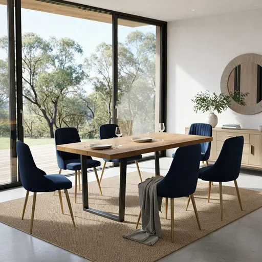 Dinero: Navy Velvet&Natural Table Set