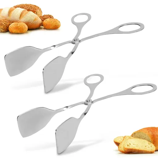 2 Pcs Tongs for Serving Food, Serving Tongs Stainless Steel Buffet Tongs Mini Tongs Bread Clip Food Tongs Scissors Shape Salad