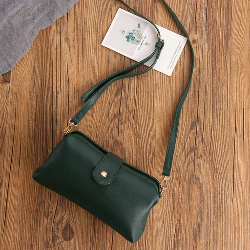 Dark Green Chic Vintage Inspired PU Leather Crossbody Bag - Small Frame Doctor Style Purse with Adjustable Strap