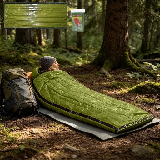 Emergency Sleeping Bag, 82.7 x 35.4 in Portable Thermal Waterproof Bivy Sack with Loud Survival Whistle & Drawstring Storage Bag for Outdoor Camping Hiking