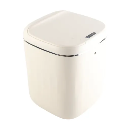 Automatic Trash Can 20L Touchless Sensor Easy Clean PP Waterproof Electric Garbage Bin for Kitchen Bathroom Cream White Battery Free
