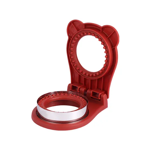 3 Pcs Round Sandwich Cutter & Sealer with Full Hand Guard DIY Pocket Bread Mold Red