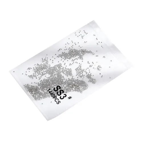 1440Pcs Glitter Rhinestones Crystal Flat Clear Bottom Glass Nail Art Nail Drill - Clear Crystal SS3