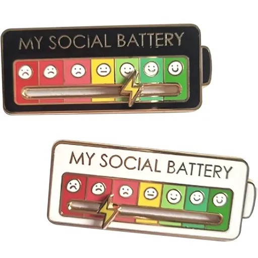 Funny Enamel Pin - My Social Battery Creative Lapel Pin Move to The Mood As You which are long-lasting, and scratch-resistant