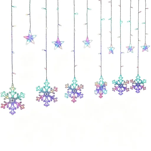 LED Curtain Lights,12 Snowflake LED Curtain String Lights Memory Window Curtain Lights with 8 Modes USB Powered (Colorful)