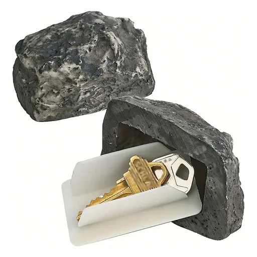 2 Pack Realistic Faux Rock Key Hider Outdoor Spare Key Safe Box Weatherproof Secret Compartment for Garden Yard and Front Door Security