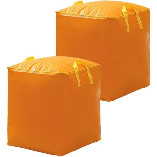 2 Pack Heavy Duty Moving Bags, Large Storage Totes with Zipper, Alternative to Moving Boxes for Storage, Seasonal Clothes, Student Moving, College Dorm (Yellow 110L)