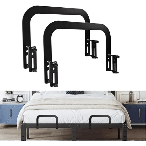 2 Pack Non-Slip Mattress Grippers for Metal Bed Frame, Heavy Duty Mattress Gaskets, Adjustable Anti-Slide Brackets, Black – Includes Screws & Allen Wrench
