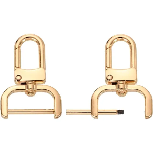 2pcs Detachable Snap Hook Swivel Clasp w/Screw Bar Bag Strap Hardware Replacement, for Bag Strap Purse Lanyard DIY Craft Hardware (1 Inch, Gold)