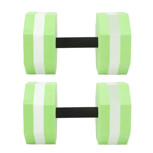 2Pcs High Density EVA Foam Dumbbell Set Aquatic Exercise Dumbbells for Men Women Indoor Swimming Pools Aerobic Fitness Rehabilitation Training Diamond Shaped Green White Green