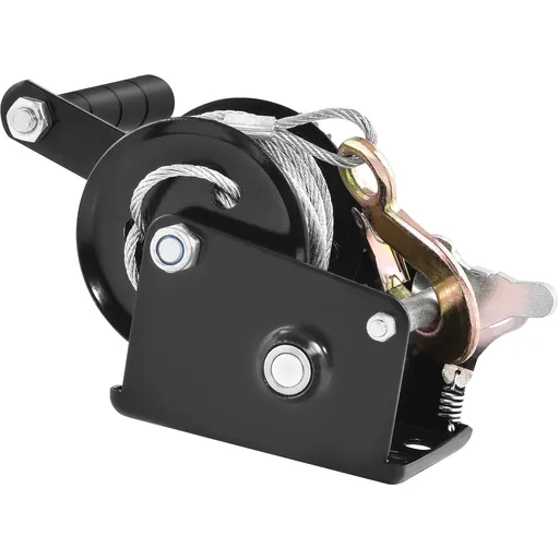 Hand Winch, 362.8 kg Pulling Capacity, Boat Trailer Winch Heavy Duty Rope Crank with 10 m Steel Wire Cable and Two-Way Ratchet, Manual Operated Hand Crank Winch for Trailer, Boat or ATV Towing