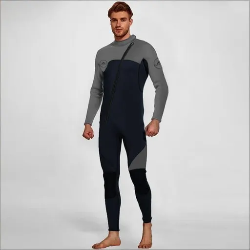 3MM Men's Full Wetsuit – 4-Way Stretch, UPF 50+, Thermal & Scratch Resistant for Diving & Surfing - Gray - Size L