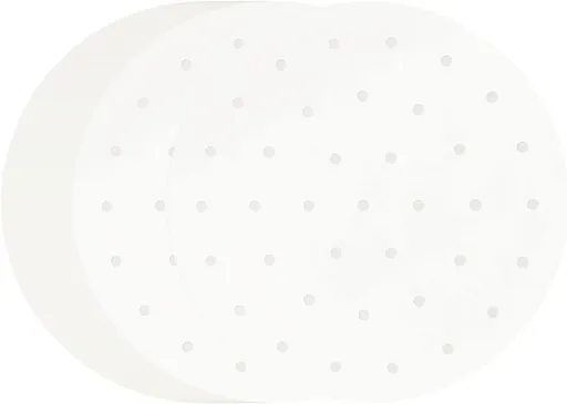 100 PCS Bamboo Steamer Liner, 10" Round Air Fryer Parchment Paper with Holes, White Anti-Stick Steamer Paper