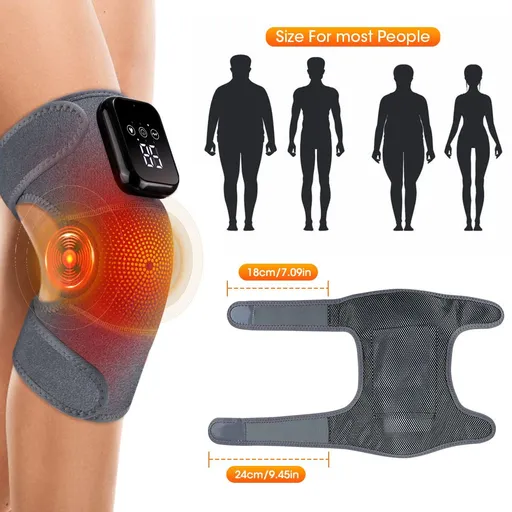 Smart Heating Knee Massager, 3 Heat & Vibration Levels, Touch Screen Display, 15-Minute Timer, Wireless Portable, Sports Recovery（grey)