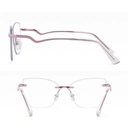 eyeglasses women's spring hinge female light filter rimless square glasses for men clear lens decoration