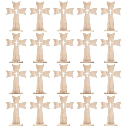 Wooden Cross Craft, Beige, Stylish and Smooth Design for Home Decor, 20Pcs
