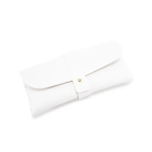 3-Piece White Chic & Sleek PU Leather Soft Eyeglass Case - Protective Pouch for Sunglasses & Reading Glasses