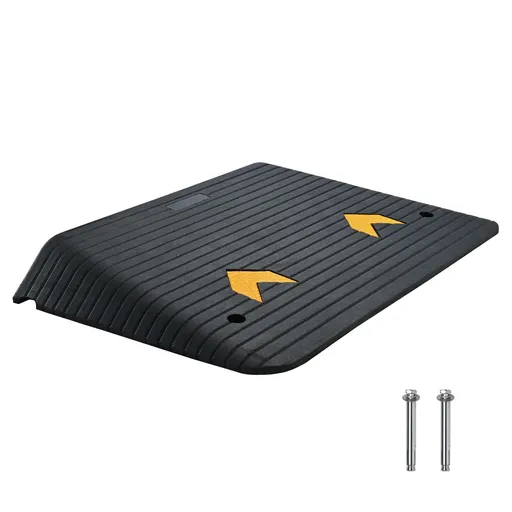 Upgraded Rubber Threshold Ramp, 10.2 cm Rise Door Ramp with 1 Channel, Natural Rubber Car Ramp with Non-Slip Textured Surface, 15 tons Load Capacity Curb Ramp for Wheelchair and Scooter