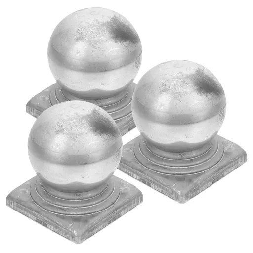 3Pcs Plated Silver Iron Fence Post Caps Durable Decorative Covers for Home Use