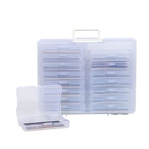 Photos Organizer Photo Storage Box with Handle - 16 Inner Photo Cases Photo Box Storage Picture Organizers and Storage (White)