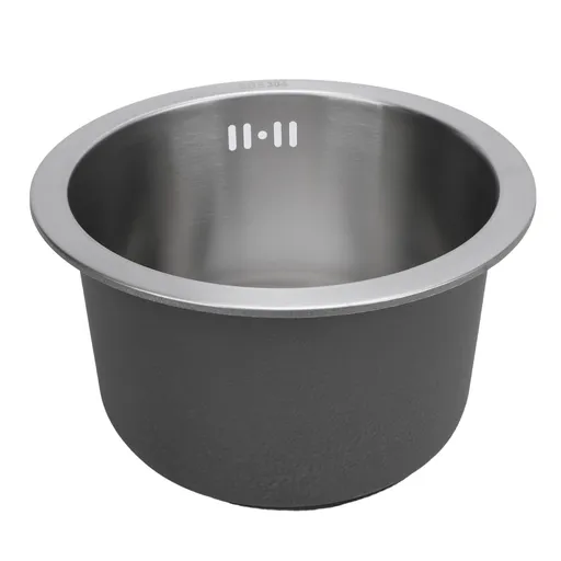 Kitchen Sink Undermount 304 Stainless Steel Single Bowl Mini Round Sink with Strainer 28cm Outer Diameter Brushed